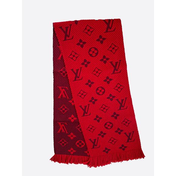 Louis Vuitton Red Monogram Logomania Scarf - Picture 3 of 4